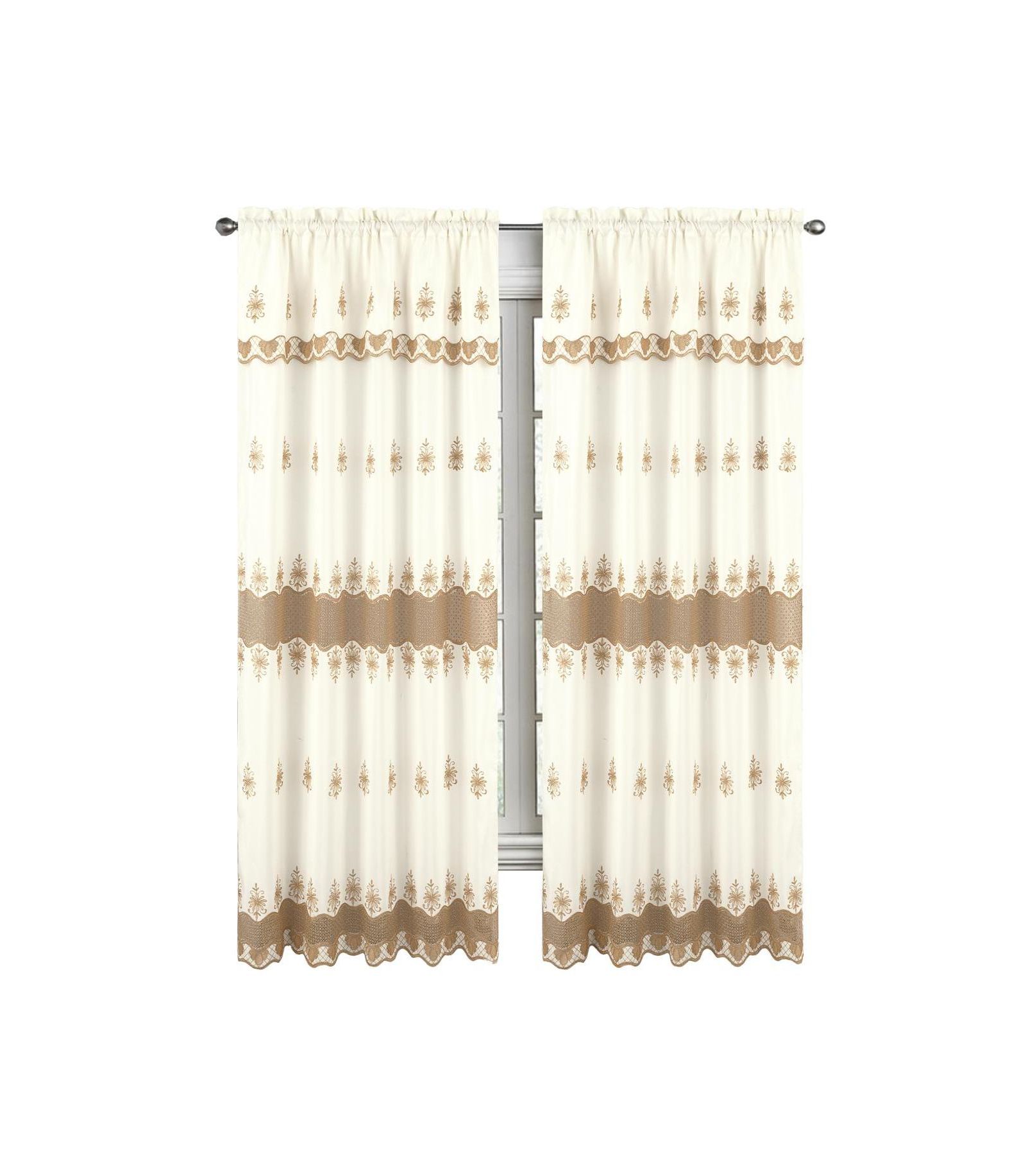 Штора RT Designers Collection Donna Macrame Construction, 54" x 90", Beige/Gold