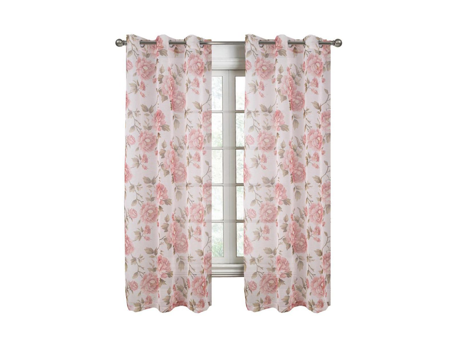 RT Designers Collection Ellie Doily Grommet Light Filtering Window Curtain Panel for Bedroom Rose