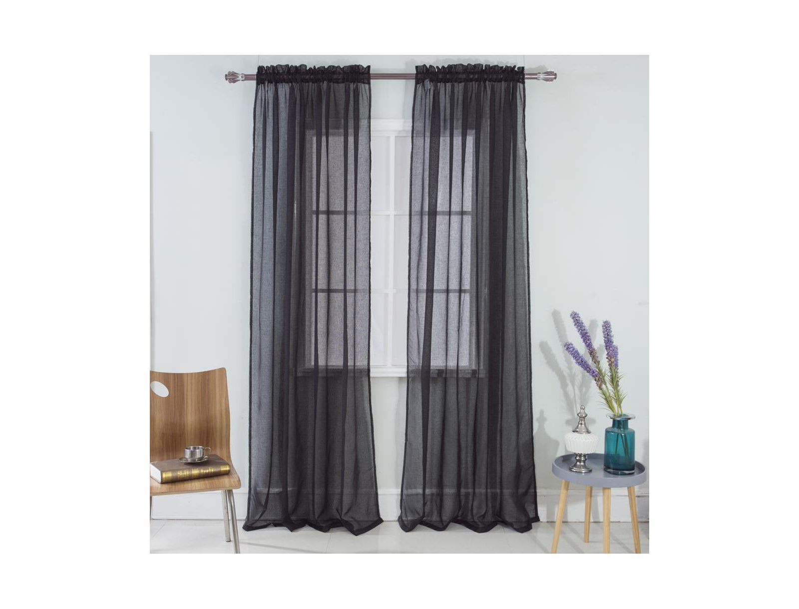 Портьера RT Designers Collection Astro Textured Rod Pocket 54" x 90" Black