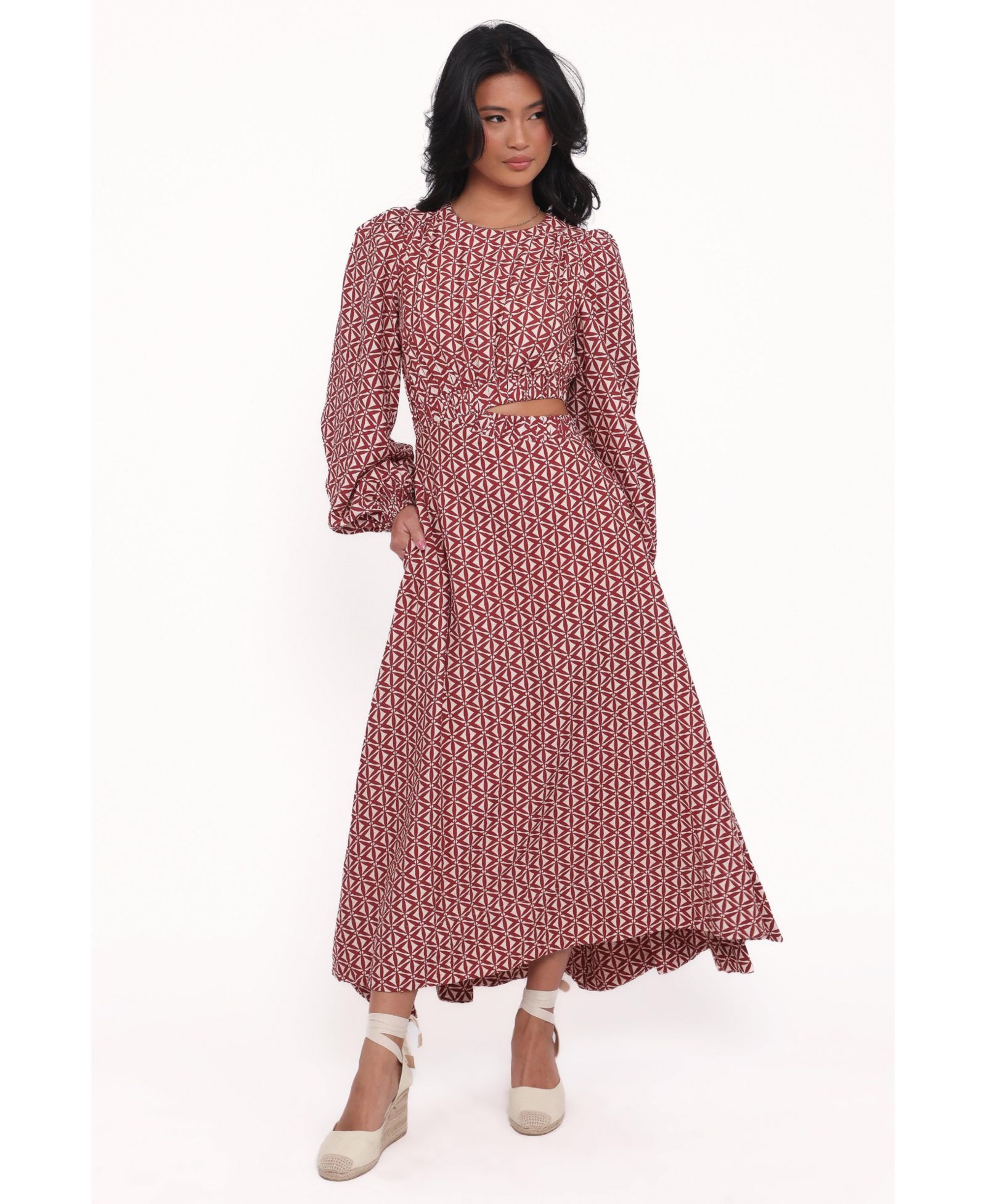 Petal and Pup Women's Ginnee Puff Sleeve Cutout Midi Dress