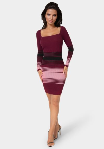 Bebe Women's Stripe Rib Sweater Dress