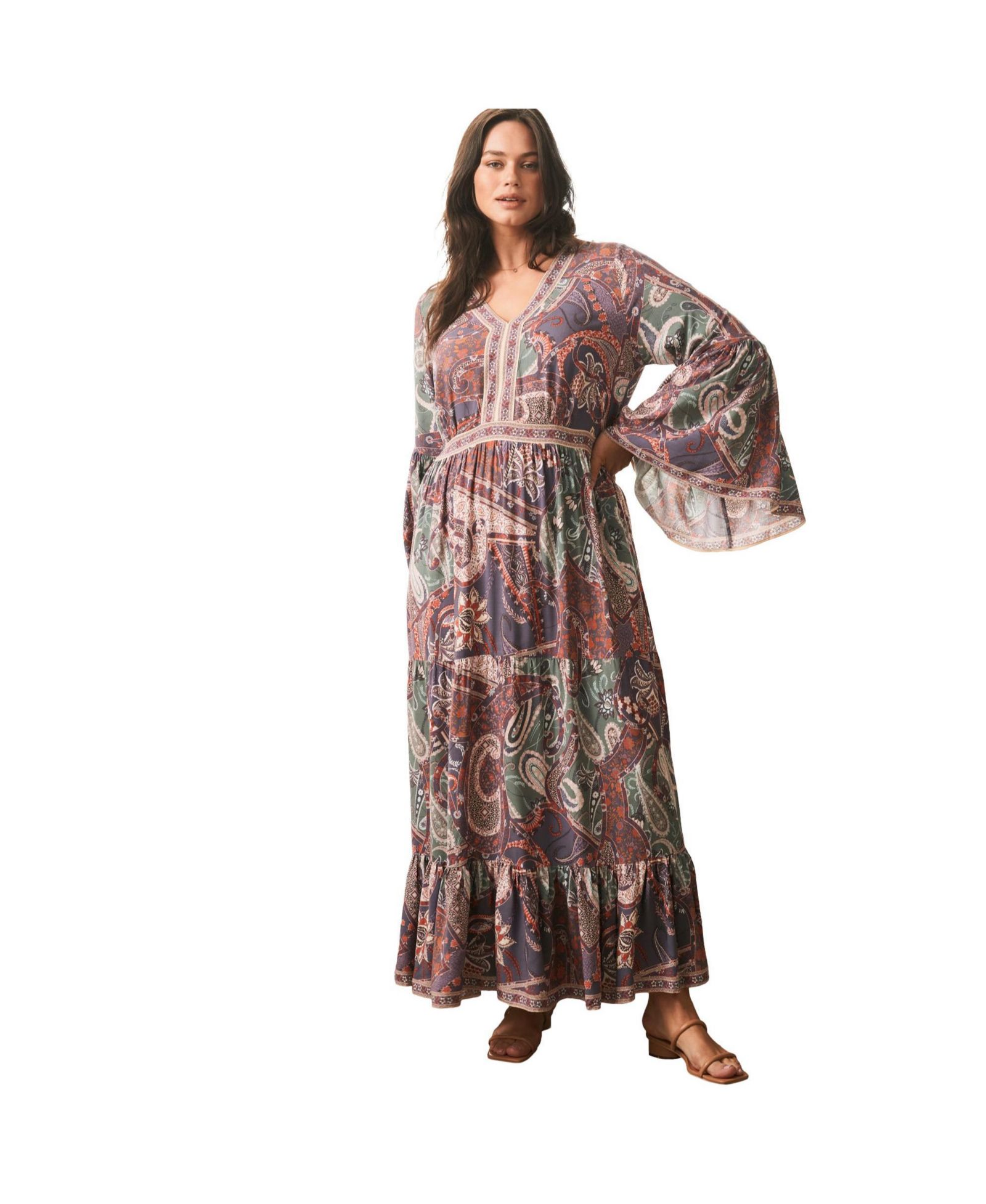 Женское платье Plus Size AVENUE Arlo Bell Sleeve Maxi