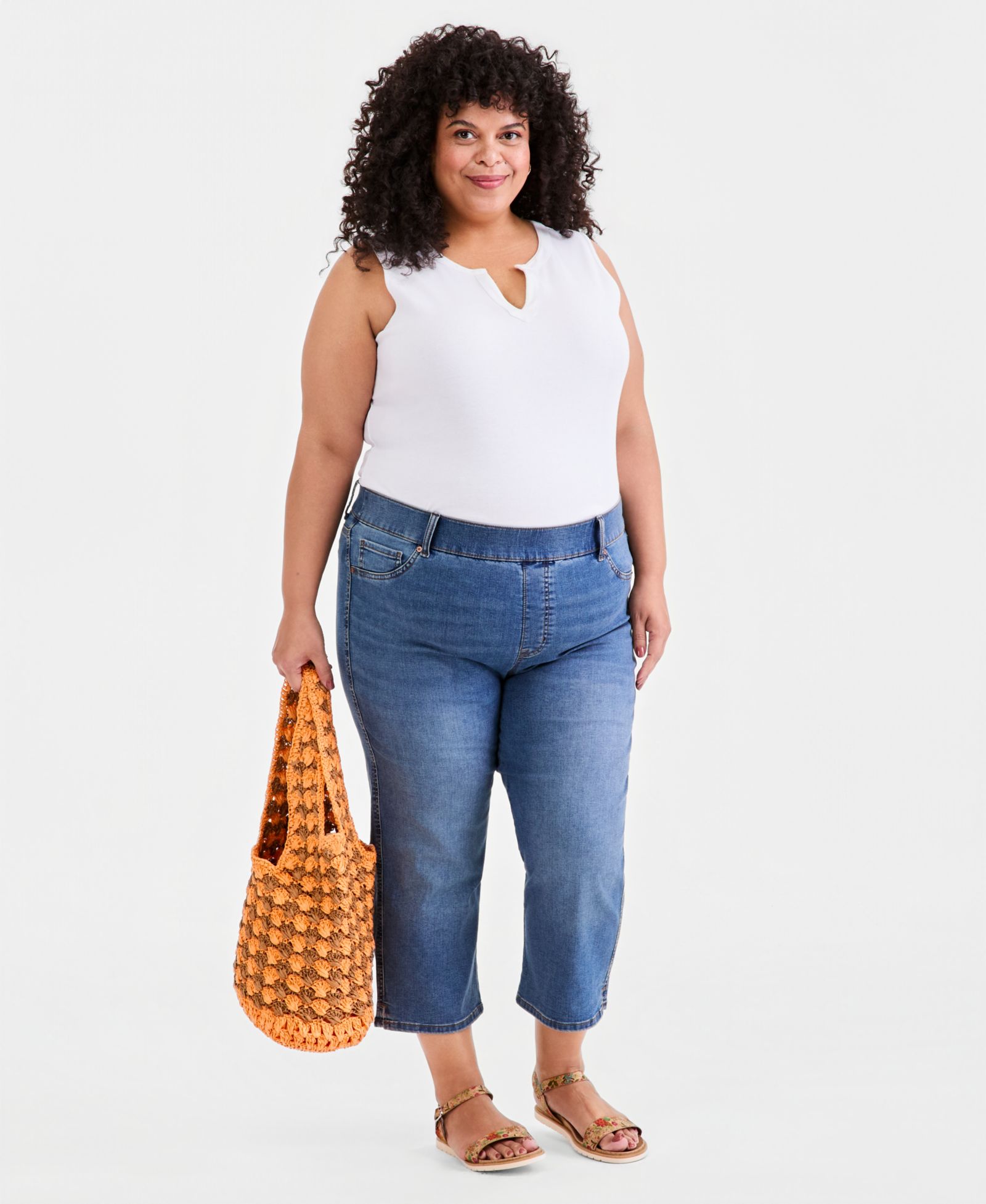 Джинсы Plus Size Style & Co High-Rise Shaping Capri