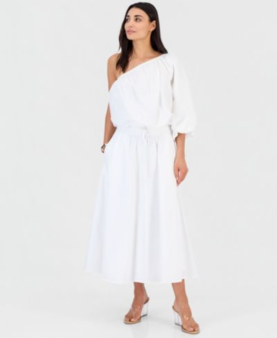 I.N.C. International Concepts Petite Solid Pleated Drawstring Midi Skirt, Macy's Exclusive