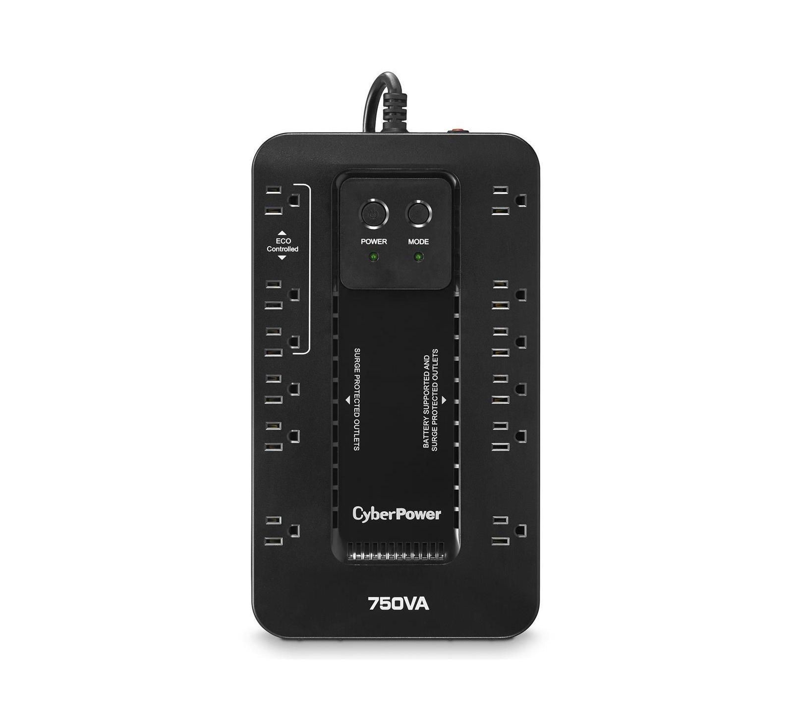 CyberPower ИБП Ecologic EC750G компактный, 12 розеток, 750VA, 450W