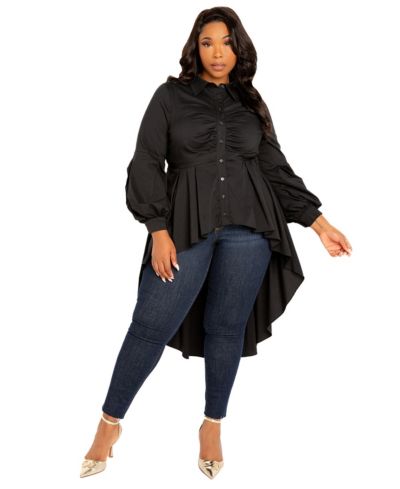 Buxom Couture Plus Size блуза с пеплумом асимметричного кроя