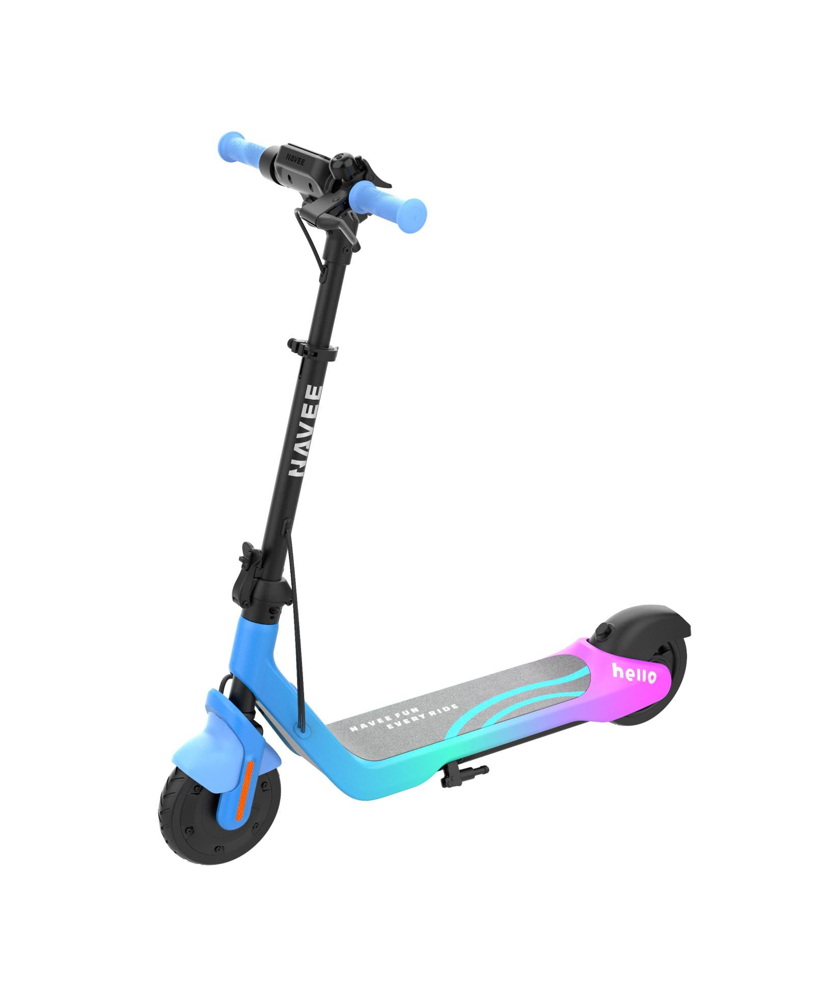 Детский электросамокат NAVEE K100 Max, запас хода 11.2 mi, макс. скорость 12.4 mph, Apple Find My, RGB Lights, синий