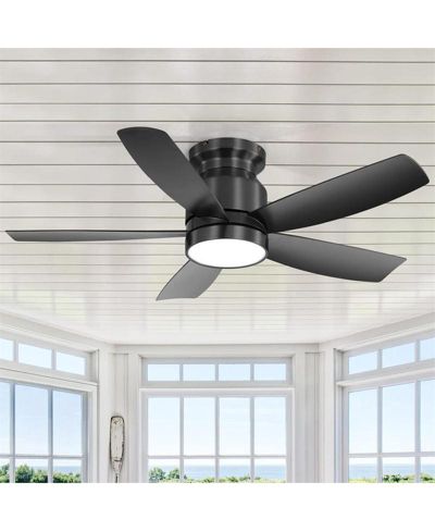 42-inch Modern Black 5-Blade Ceiling Fan With 6-Speed Adjustable Wind Speed and Light Kit