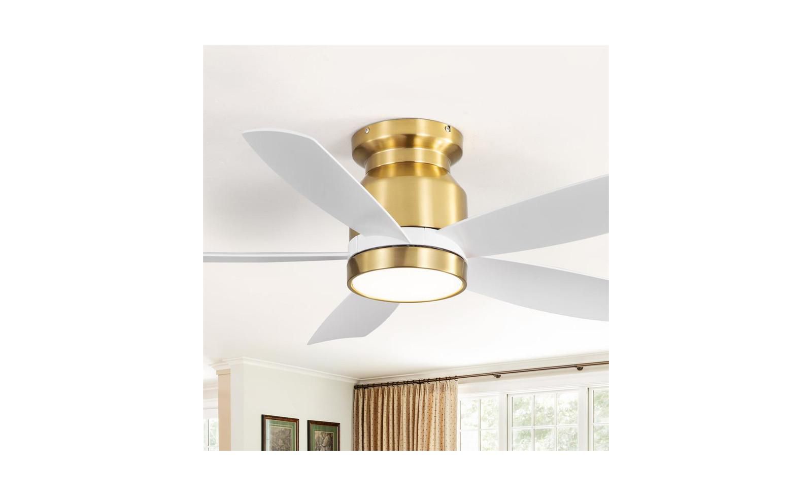 Потолочный вентилятор Sofucor 42-inch Modern Golden 5-Blade с регулировкой скорости 6-Speed и комплектом освещения
