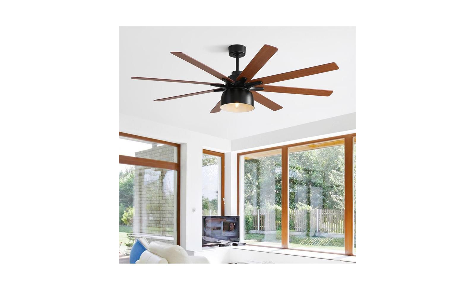 Потолочный вентилятор Sofucor 52-inch Modern Black 8-Blade с пультом