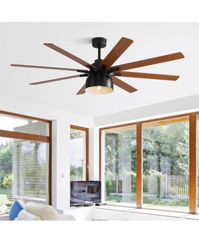 Sofucor 52-inch Modern Black 8-Blade Ceiling Fan with Remote Control and Timing Function
