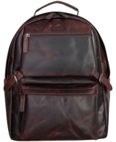 Мужской кожаный рюкзак Mancini Zippered Leather Backpack