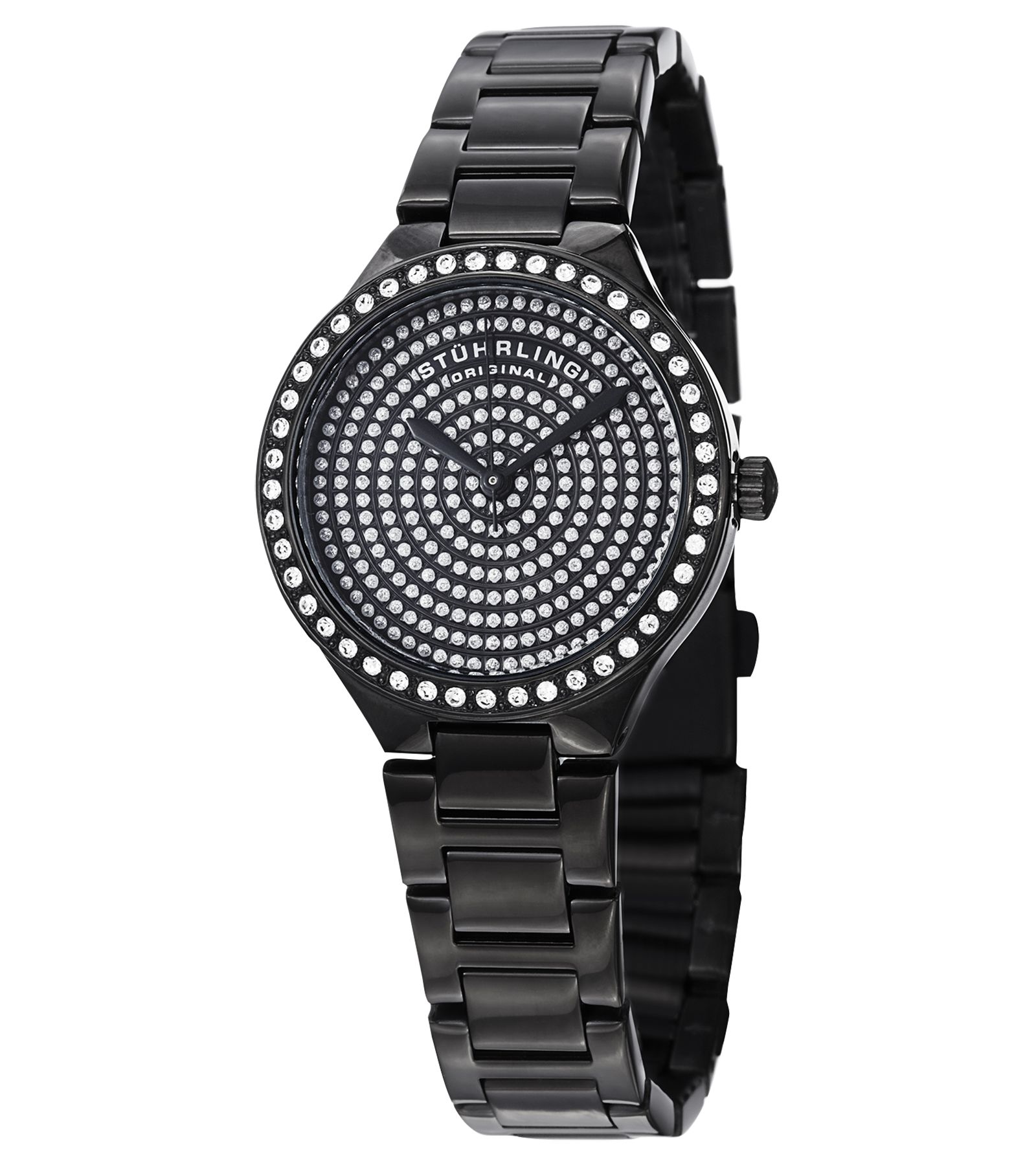 Stuhrling Женские кварцевые часы Symphony 683 32mm, с безелем из кристаллов Swarovski, стальной браслет, водонепроницаемость 50M