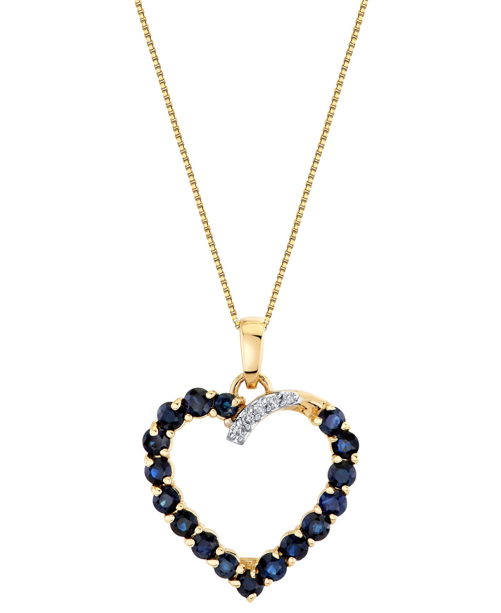 Подвеска-кулон Macy's Sapphire (1-5/8 ct. t.w.) & Diamond Accent Heart в желтом золоте 10k
