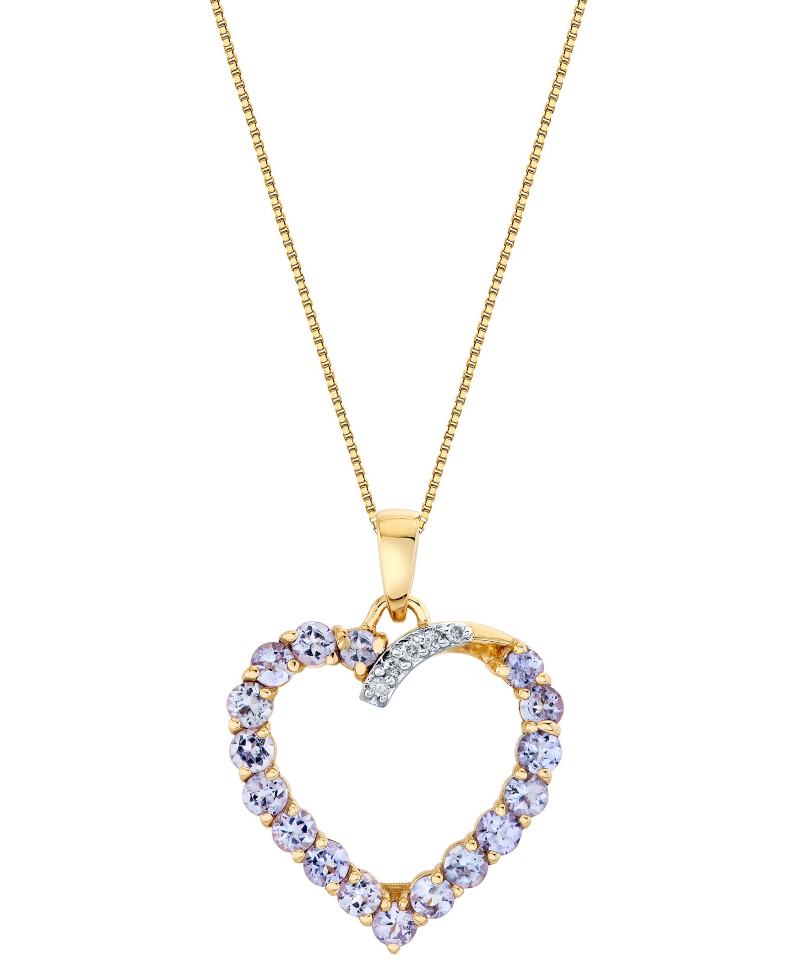 Колье-подвеска Macy's Tanzanite (1-1/4 ct. t.w.) & Diamond Accent в желтом золоте 10k