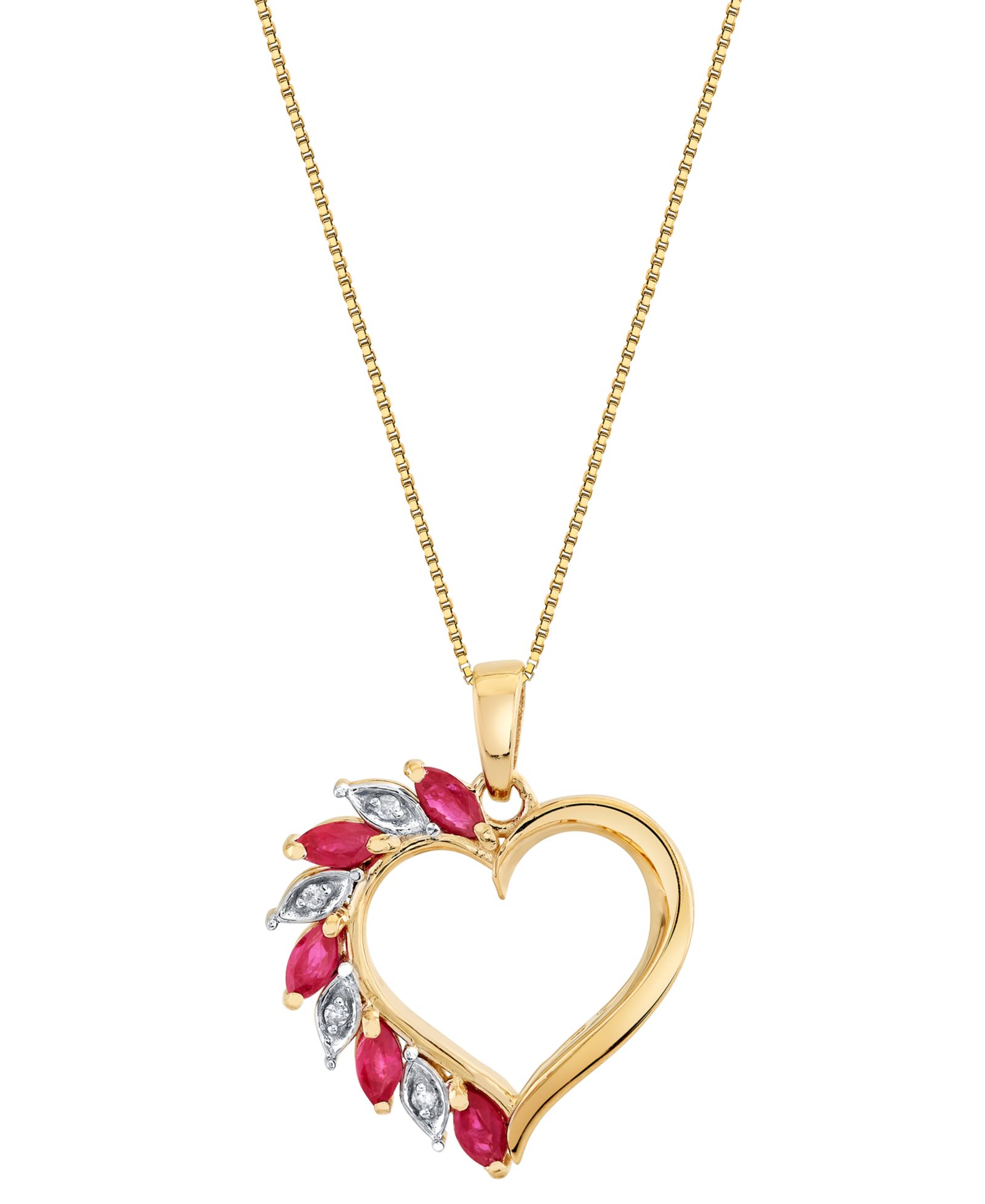Macy's подвеска с рубином 5/8 ct. t.w. и бриллиантами в 10k Yellow Gold