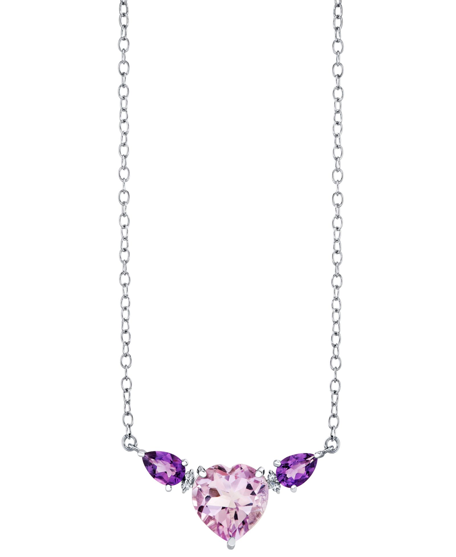 Macy's Heart-Shape Amethyst (3-1/3 ct. t.w.) & Pear-Shape Amethyst (3/4 ct. t.w.) Pendant Necklace в Sterling Silver