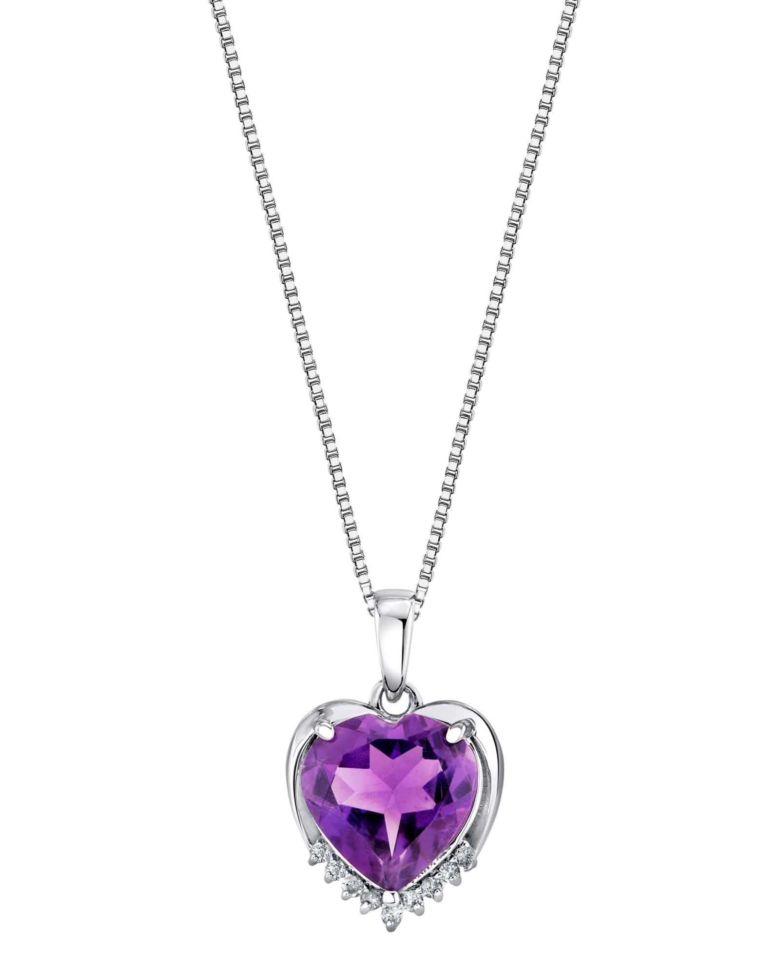 Macy's Amethyst (3-1/3 ct. t.w.) & Diamond Accent Pendant Necklace in Sterling Silver