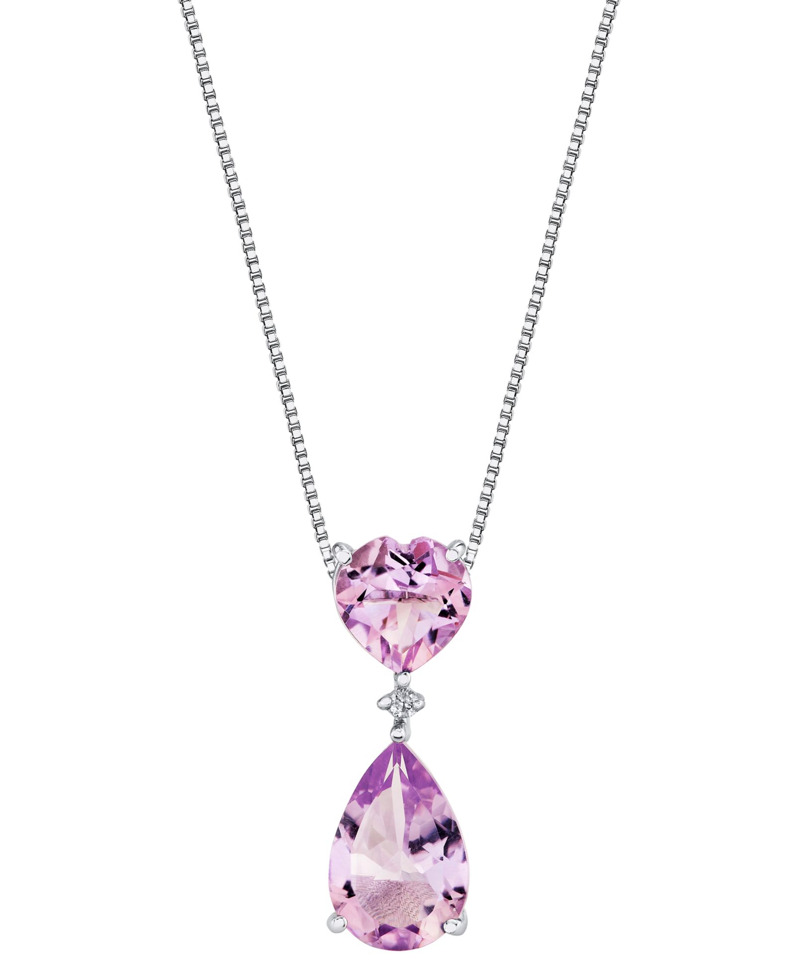 Подвеска-ожерелье Macy's Amethyst & Diamond Accent в серебряном покрытии