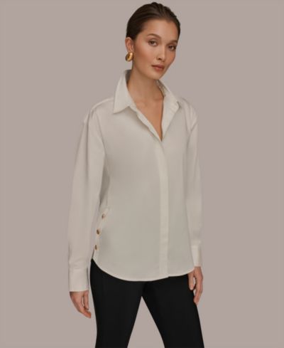 Donna Karan New York Женская рубашка с длинным рукавом на пуговицах