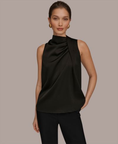 Женская блузка без рукавов с драпировкой и перехватом Donna Karan New York