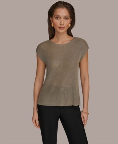 Donna Karan New York Женский трикотажный джемпер без рукавов с металлическим блеском