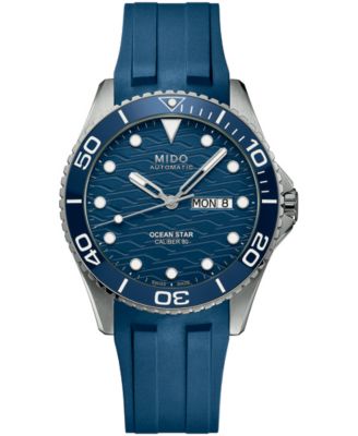 Mido Men's Swiss Automatic Ocean Star 200C Blue Rubber Watch 42.5mm