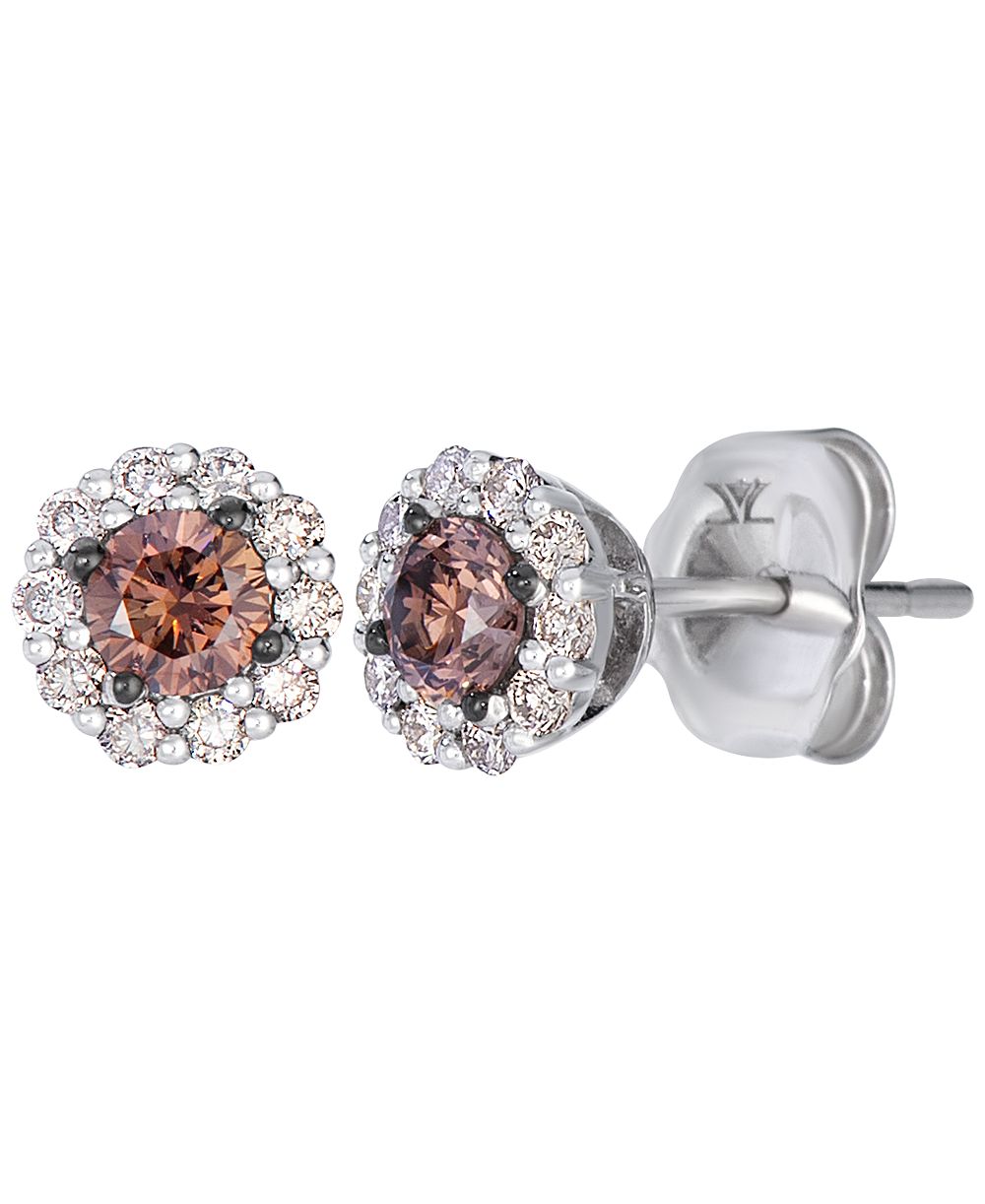 Серьги-гвоздики Le Vian с бриллиантами Nude Diamond (0.30 ct. t.w.) и Chocolate Diamond (0.18 ct. t.w.) в золоте 14k Vanilla Gold