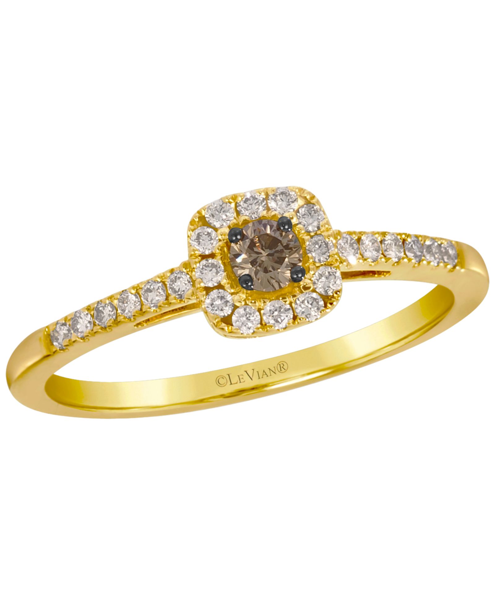 Le Vian кольцо с шоколадным и нюдовым бриллиантом 14k Honey Gold