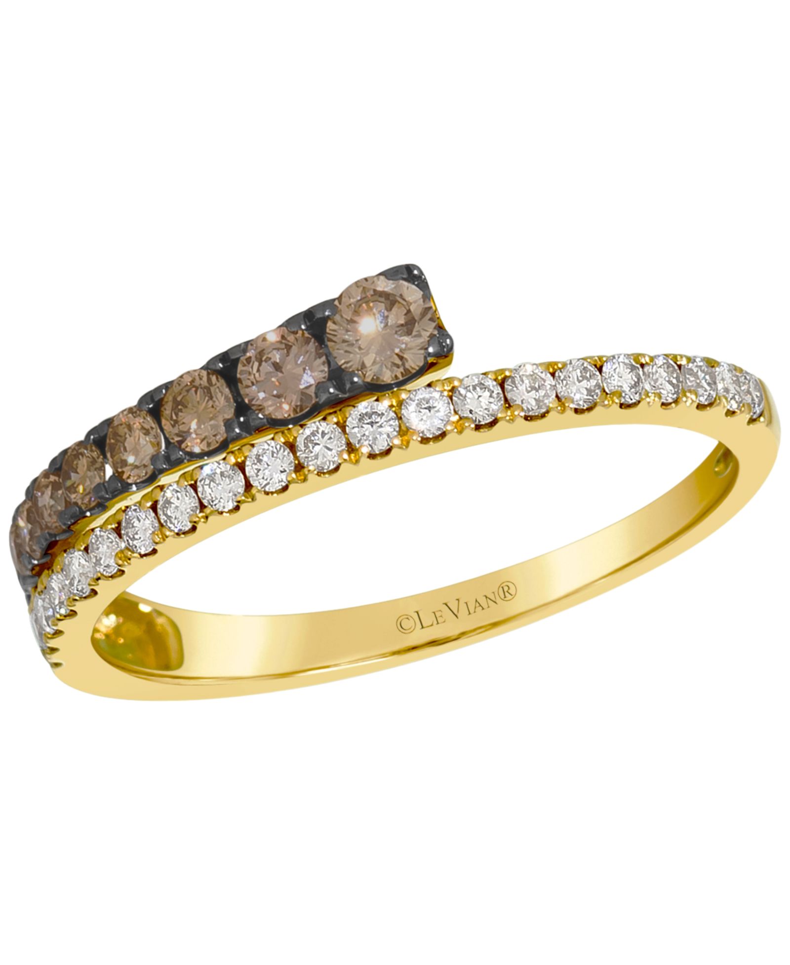 Le Vian кольцо с шоколадным бриллиантом (0.19 ct. t.w.) и нюдовым бриллиантом (0.30 ct. t.w.) в 14k Honey Gold