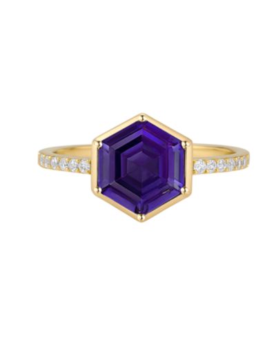 Кольцо Macy's Amethyst и Lab-Grown White Sapphire в 14k Gold Over Sterling Silver