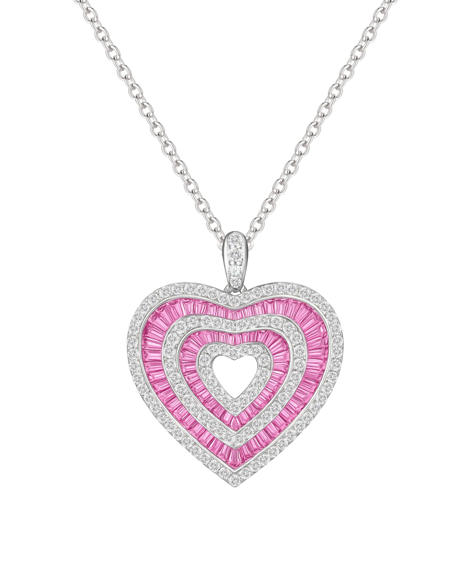 Подвеска-кулон Macy's Lab-Grown Pink Sapphire (1.2 ct. t.w.) и White Sapphire (1 ct. t.w.) в Sterling Silver
