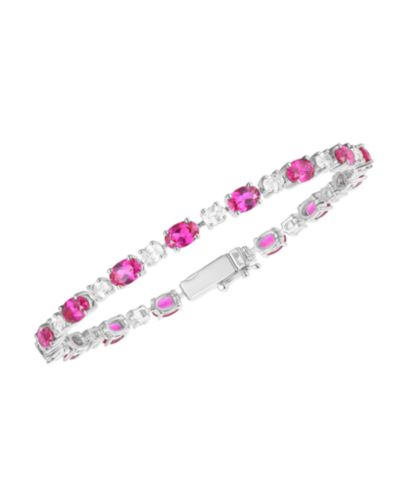 Браслет с выращенным сапфиром (8.5 ct. t.w.) и белым сапфиром (3.25 ct. t.w.) из стерлингового серебра