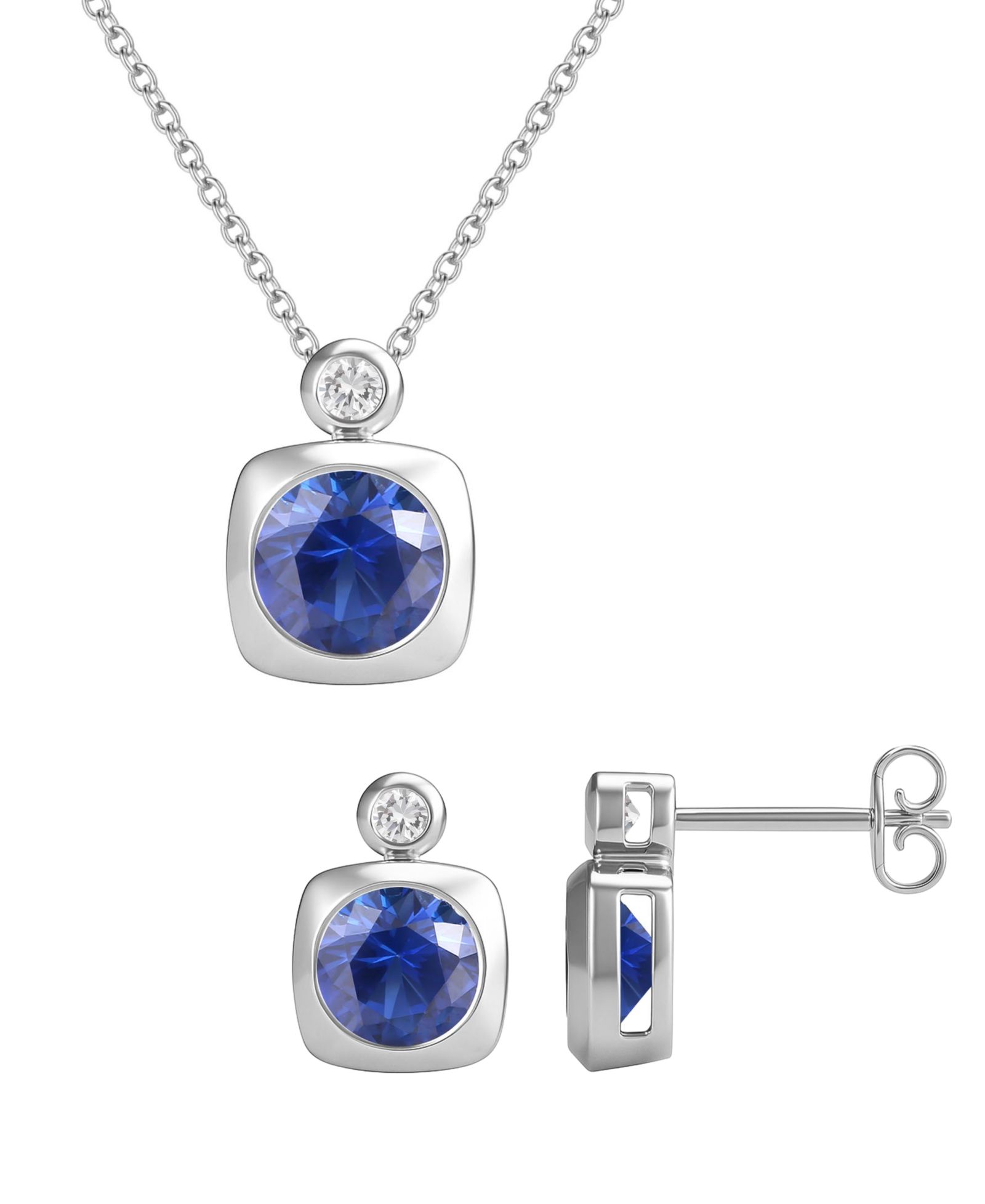 Аметист и Lab-Grown White Sapphire Серьги и Ожерелье Set в 14k Gold Over Sterling Silver