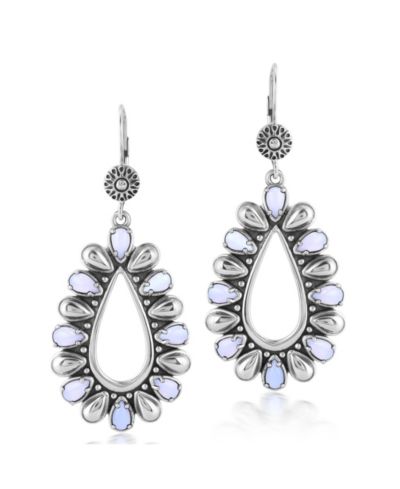 Серьги-подвески American West Jewelry Sterling Lace Agate Open Teardrop Pear-Cut