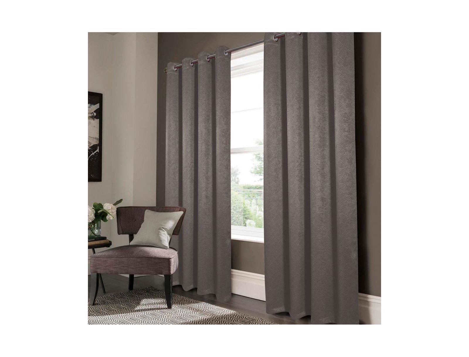 RT Designers Nellie Embossed Blackout Grommet Panel - Charcoal