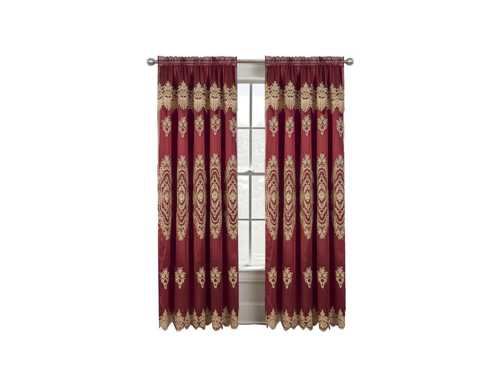RT Designers Collection Dayton Emb Attached Valance Backing Blackout Window Curtains