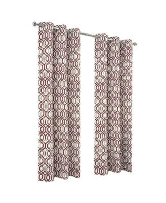 RT Designer Collection Rory Printed Blackout Luxurious Decorative Grommet Curtain Panel Burgundy