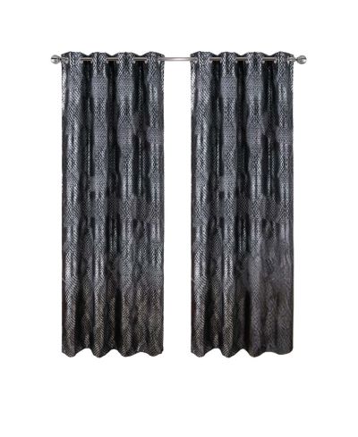 RT Designer Collection Hailey Halo Foil Blackout Grommet Curtain Panel 52" x 90" Black