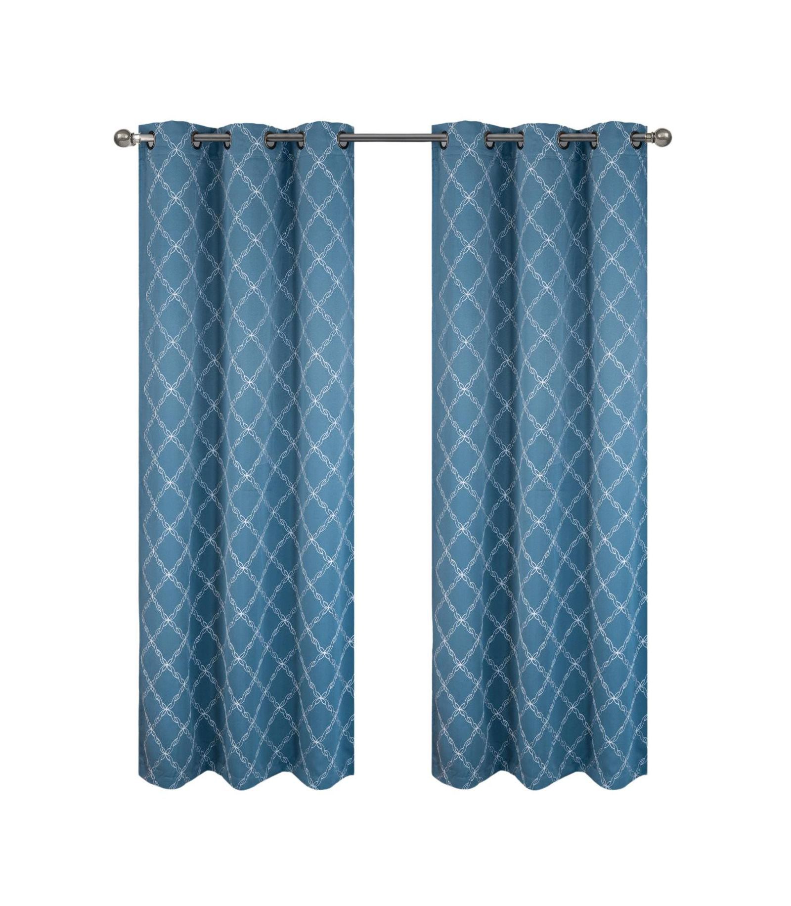 RT Designer Collection Gable Embroidered Blackout Luxurious Decorative Grommet Curtain Panel Slate Blue шторы RT Designers Collection