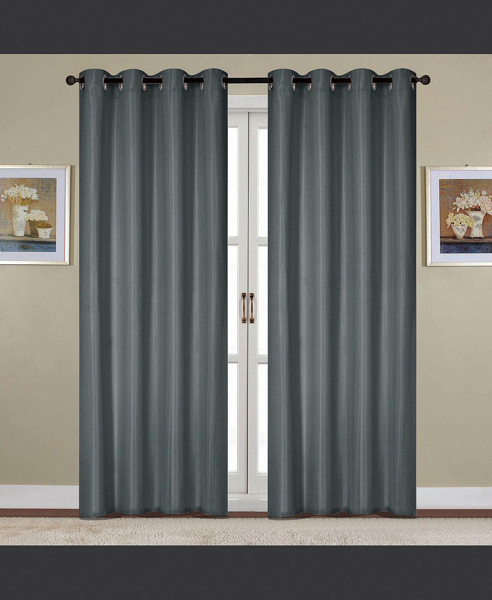 RT Designers Collection Kennedy Elegant Design Grommet Curtain Panel Charcoal