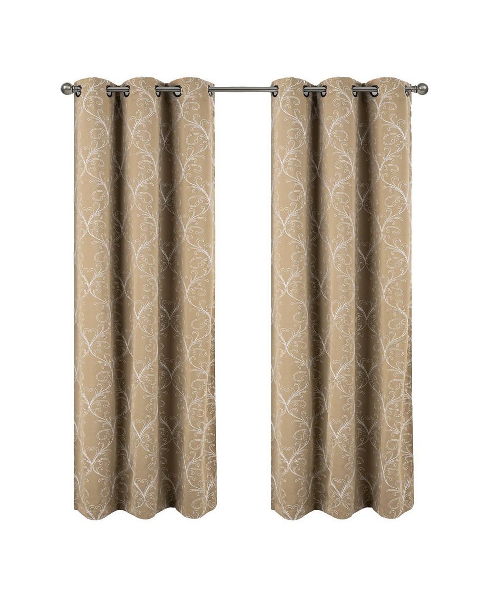 Штора RT Designer Collection Kimber Embroidered Blackout Luxurious Decorative Grommet Curtain Panel Taupe