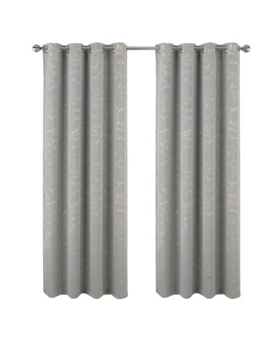 RT Designer Collection Heidi Halo Foil Blackout Luxurious Decorative Grommet Curtain Panel 54" x 90" Silver
