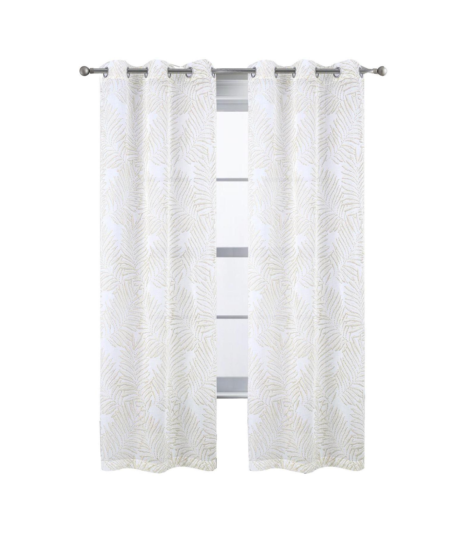 RT Designers Collection Faye Grommet Metallic Sheer Printed Doily Curtain Panel