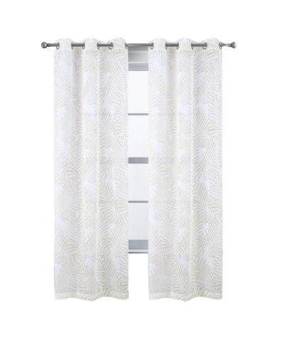 RT Designers Collection Faye Grommet Metallic Sheer Printed Doily Curtain Panel