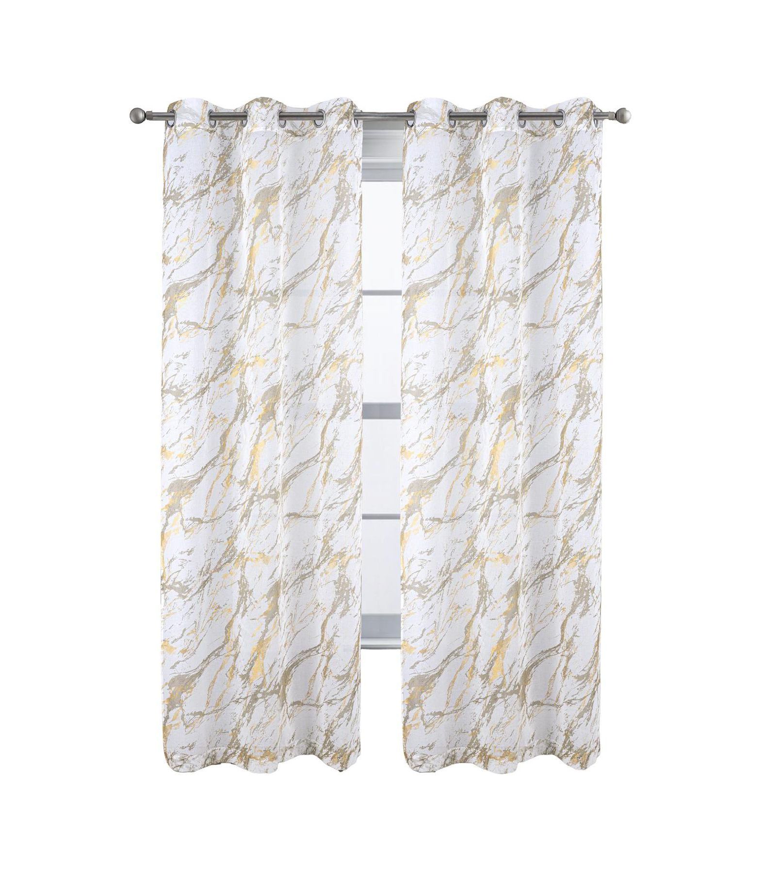 Занавеска RT Designers Collection Marble Grommet Metallic Sheer Printed Doily 54" x 84"