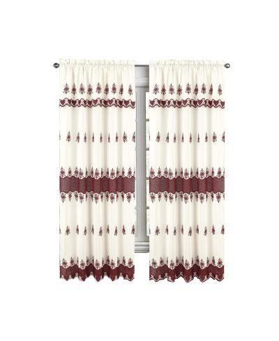 RT Designers Collection Donna Macrame Construction 3" Rod Pocket Curtain Panel Beige/Burgundy