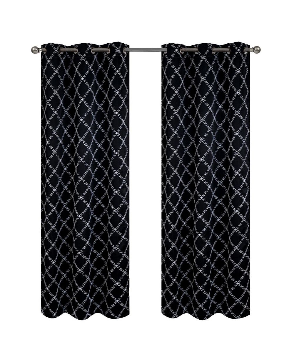 RT Designer Collection Gable Embroidered Blackout Luxurious Decorative Grommet Curtain Panel