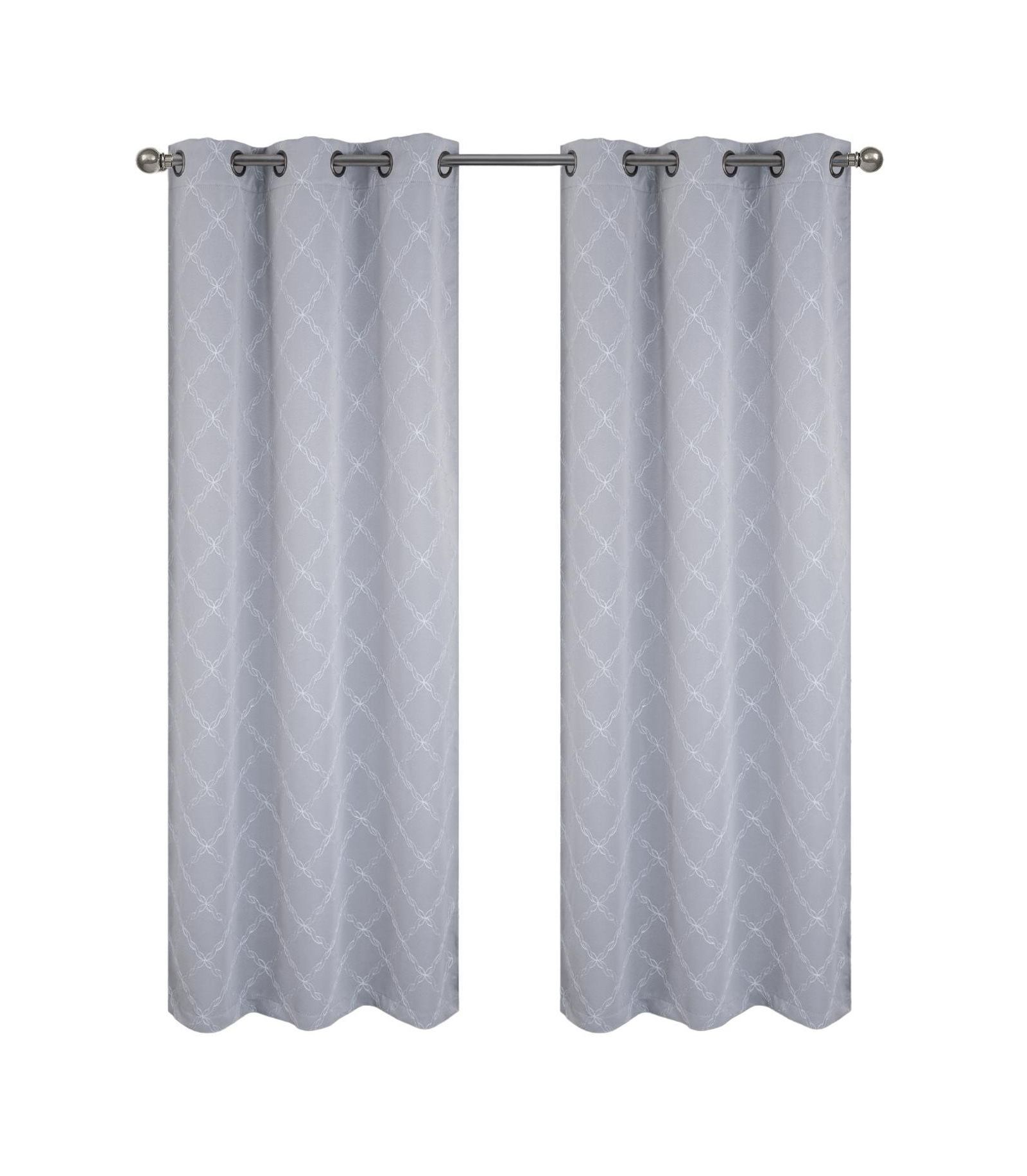 RT Designer Collection штора декоративная с люверсами, вышивка Gable, серебристый цвет