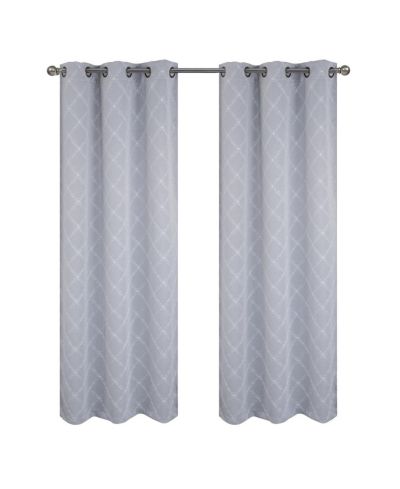 Декоративная портьерная штора RT Designer Collection Gable с вышивкой и люверсами, серебристая